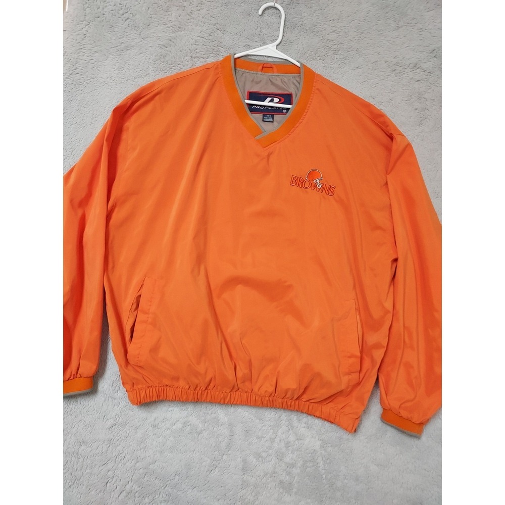 Vintage Cleveland Browns Jacket Mens Large Pro Player Windbreaker Lined NFL EUC